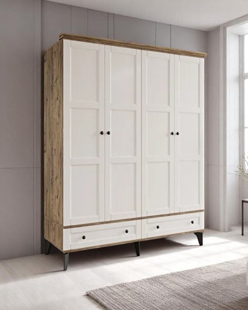 Miracool Karin 4 Kapılı Dolap / Gardrop / %100 MDF / Çam-Aytaşı