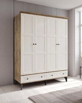 Miracool Karin 4 Kapılı Dolap / Gardrop / %100 MDF / Çam-Aytaşı