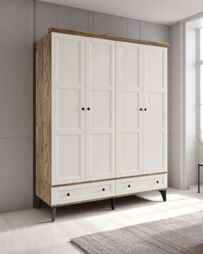 Miracool Karin 4 Kapılı Dolap / Gardrop / %100 MDF / Çam-Aytaşı