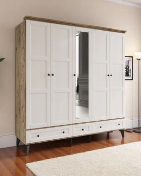 Miracool Karin 5 Kapılı Dolap / Gardrop / %100 MDF / Çam-Aytaşı