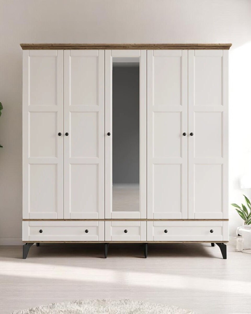 Miracool Karin 5 Kapılı Dolap / Gardrop / %100 MDF / Çam-Aytaşı