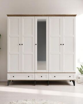 Miracool Karin 6 Kapılı Dolap / Gardrop / %100 MDF / Çam-Aytaşı
