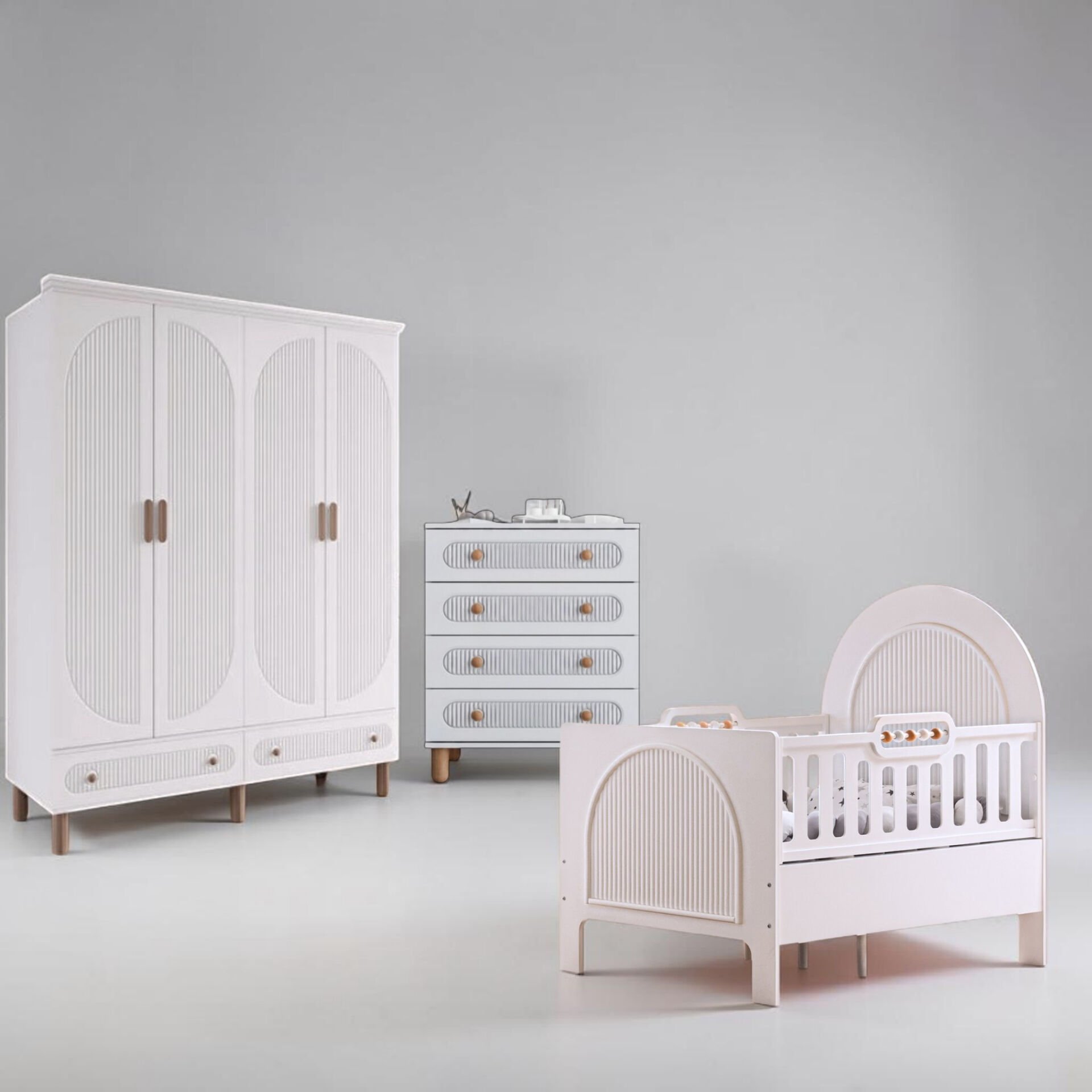 Milen Mega Bebek ve Çocuk Odası / %100 MDF / Büyüyen Karyola