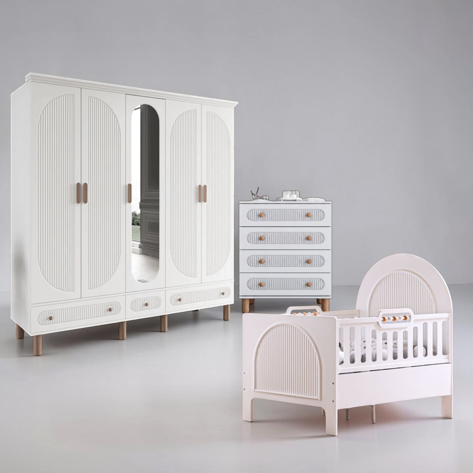 Milen Maxi Bebek ve Çocuk Odası / %100 MDF / Büyüyen Karyola
