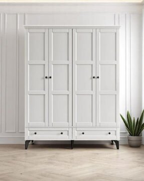 Miracool Karin Beyaz 4 Kapılı Dolap / Gardrop / %100 Mdf