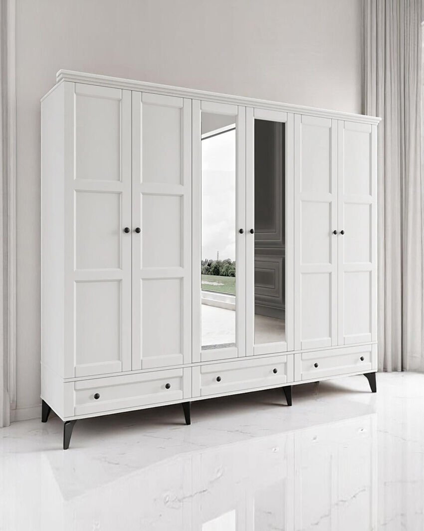 Miracool Karin Beyaz 6 Kapılı Dolap / Gardrop / %100 Mdf