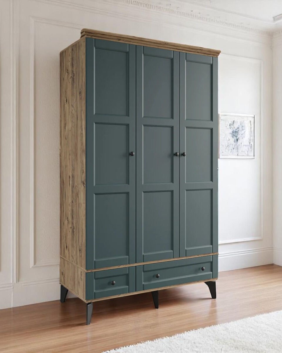 Miracool Karin 3 Kapılı Dolap Çam-Yeşil / %100 MDF