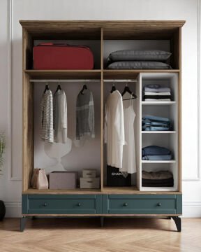 Miracool Karin 4 Kapılı Dolap Çam-Yeşil / %100 MDF