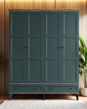 Miracool Karin 4 Kapılı Dolap Çam-Yeşil / %100 MDF