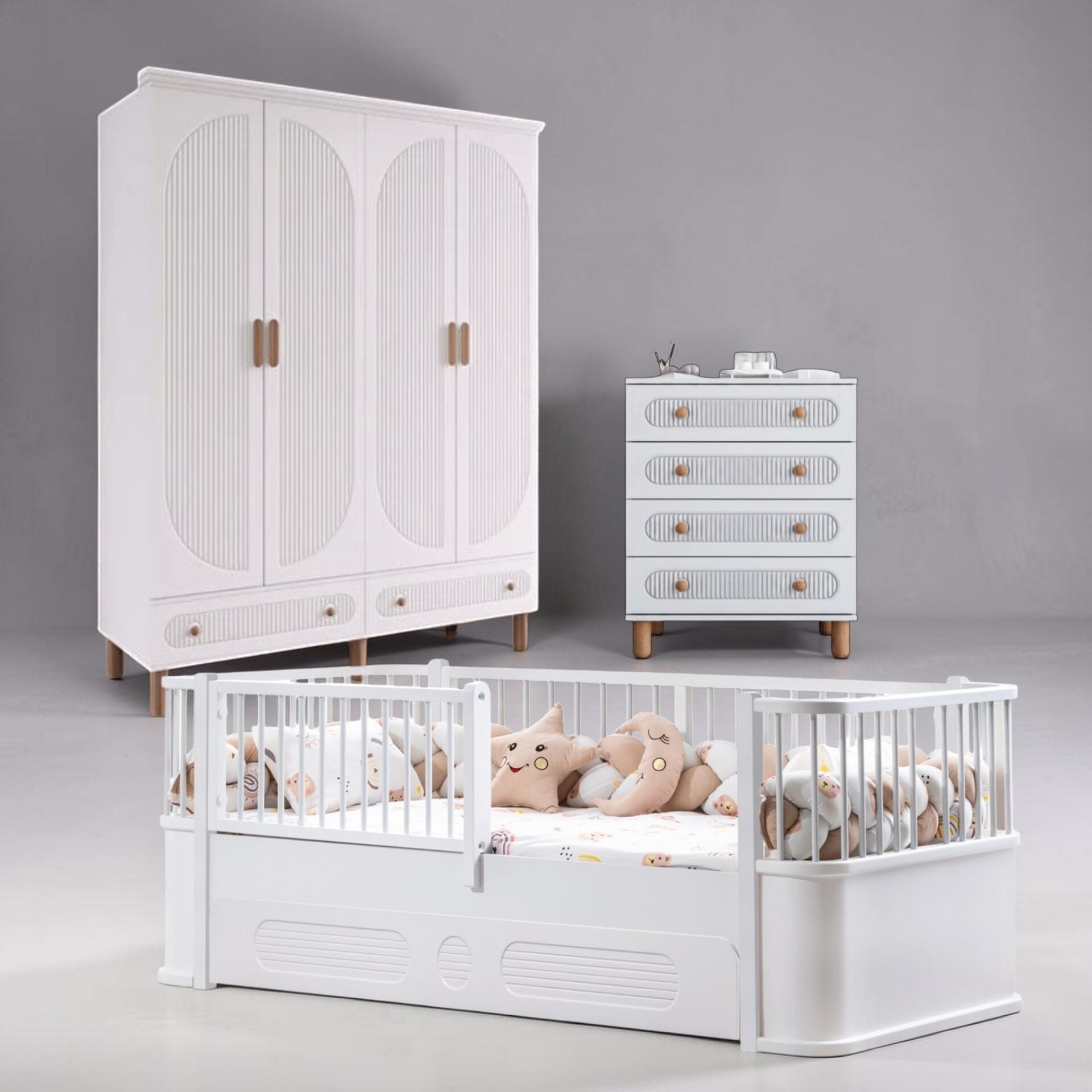 Milen Mega Bebek ve Çocuk Odası / Komple MDF / Yavrulu Karyola