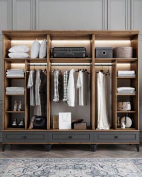 Miracool Panjur Fix 6 Kapılı Dolap / %100MDF / Çam-Antrasit