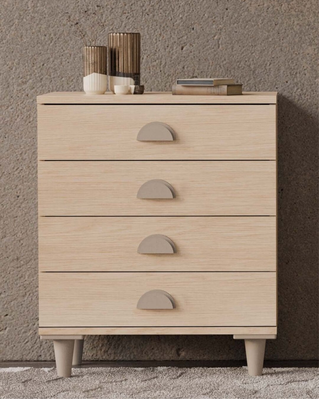 Ladin 4 çekmeceli Şifonyer  / Komple MDF