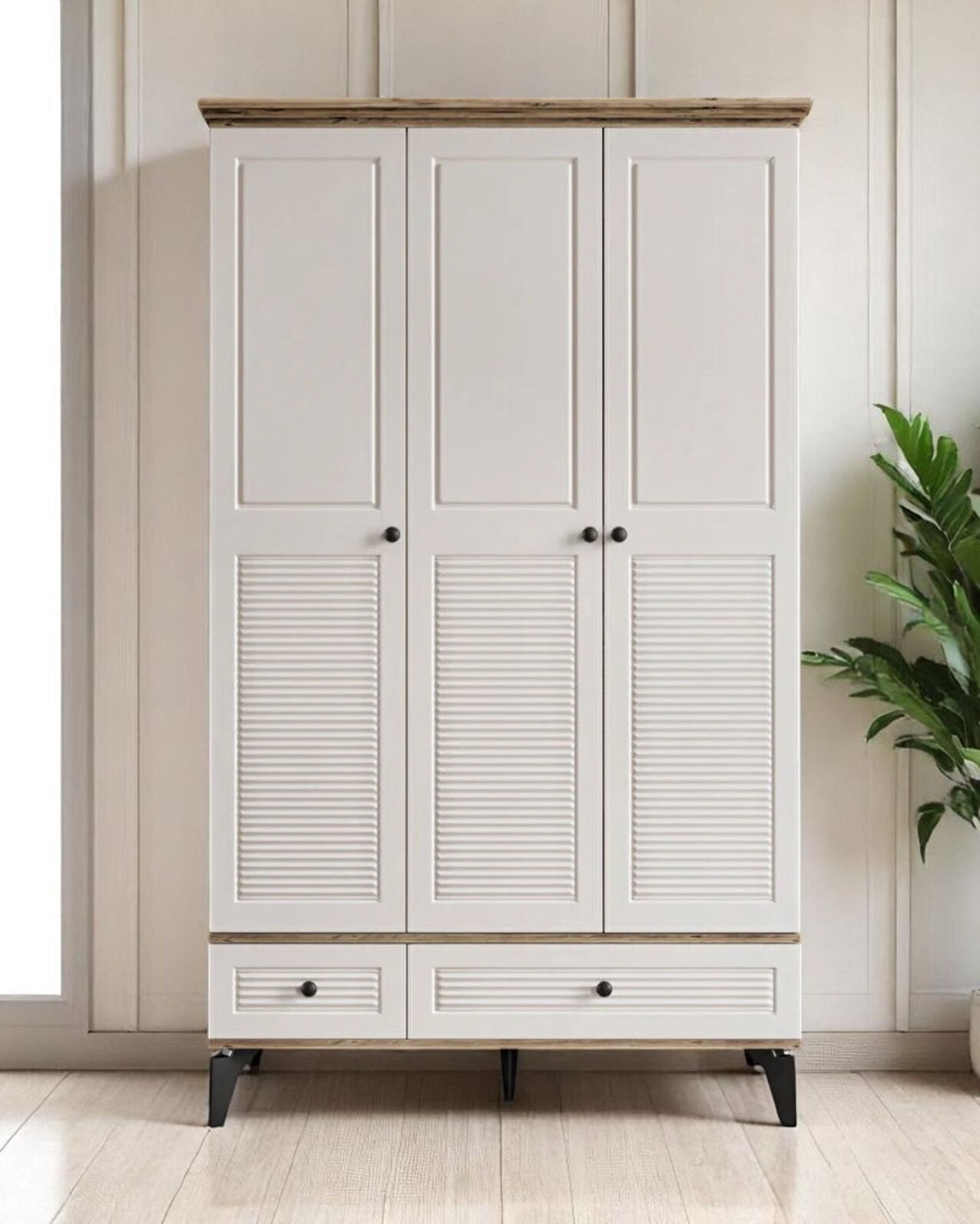 Miracool Panjur Fix 3 Kapılı Dolap / %100 MDF / Çam-Aytaşı