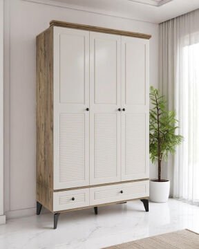 Miracool Panjur Fix 3 Kapılı Dolap / %100 MDF / Çam-Aytaşı