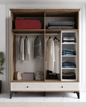 Miracool Panjur Fix 4 Kapılı Dolap / %100 MDF / Çam-Aytaşı