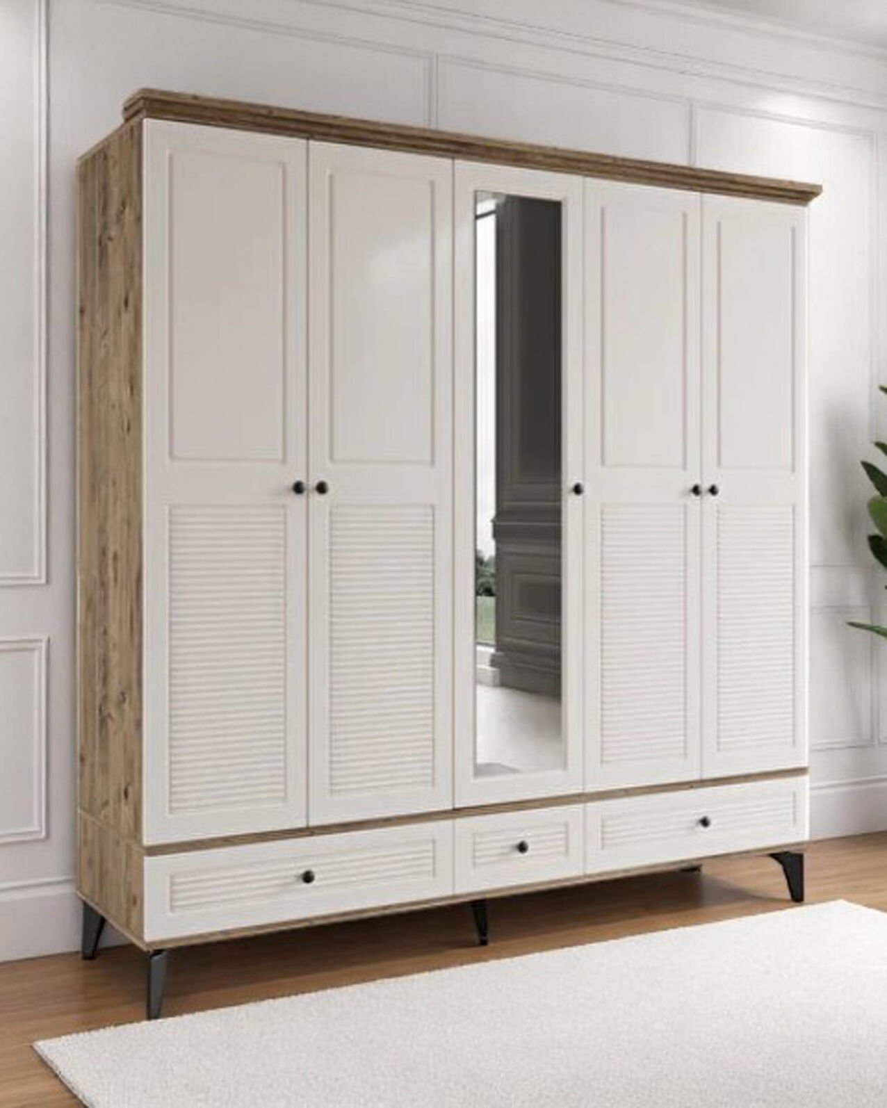 Miracool Panjur Fix 5 Kapılı Dolap / %100 MDF / Çam-Aytaşı