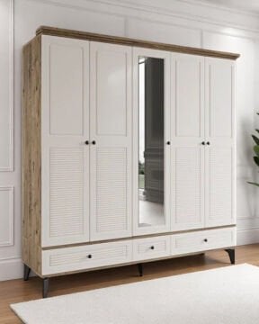 Miracool Panjur Fix 5 Kapılı Dolap / %100 MDF / Çam-Aytaşı