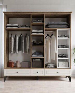 Miracool Panjur Fix 5 Kapılı Dolap / %100 MDF / Çam-Aytaşı