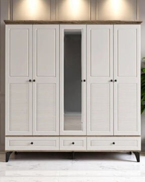 Miracool Panjur Fix 5 Kapılı Dolap / %100 MDF / Çam-Aytaşı