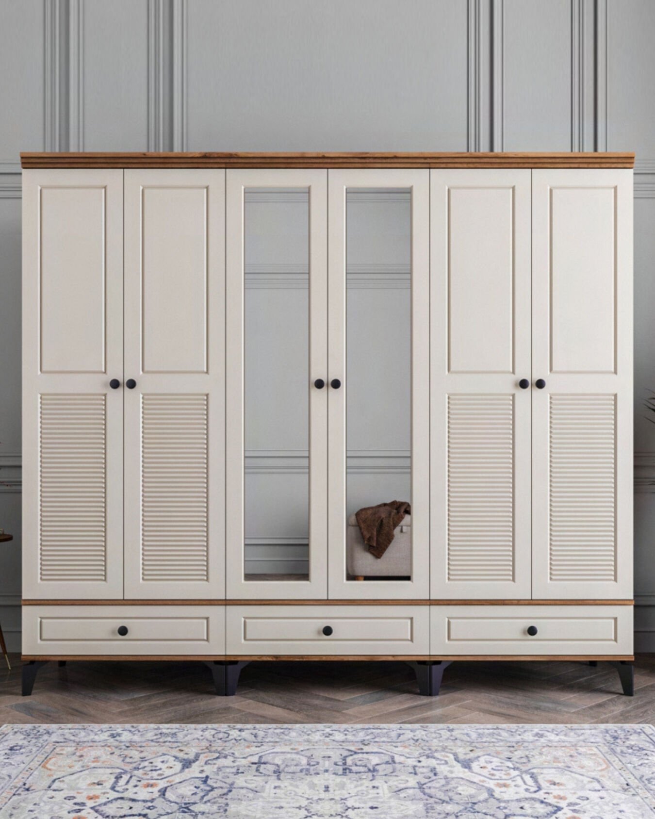 Miracool Panjur Fix 6 Kapılı Dolap / %100 MDF / Çam-Aytaşı