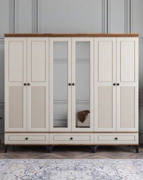 Miracool Panjur Fix 6 Kapılı Dolap / %100 MDF / Çam-Aytaşı