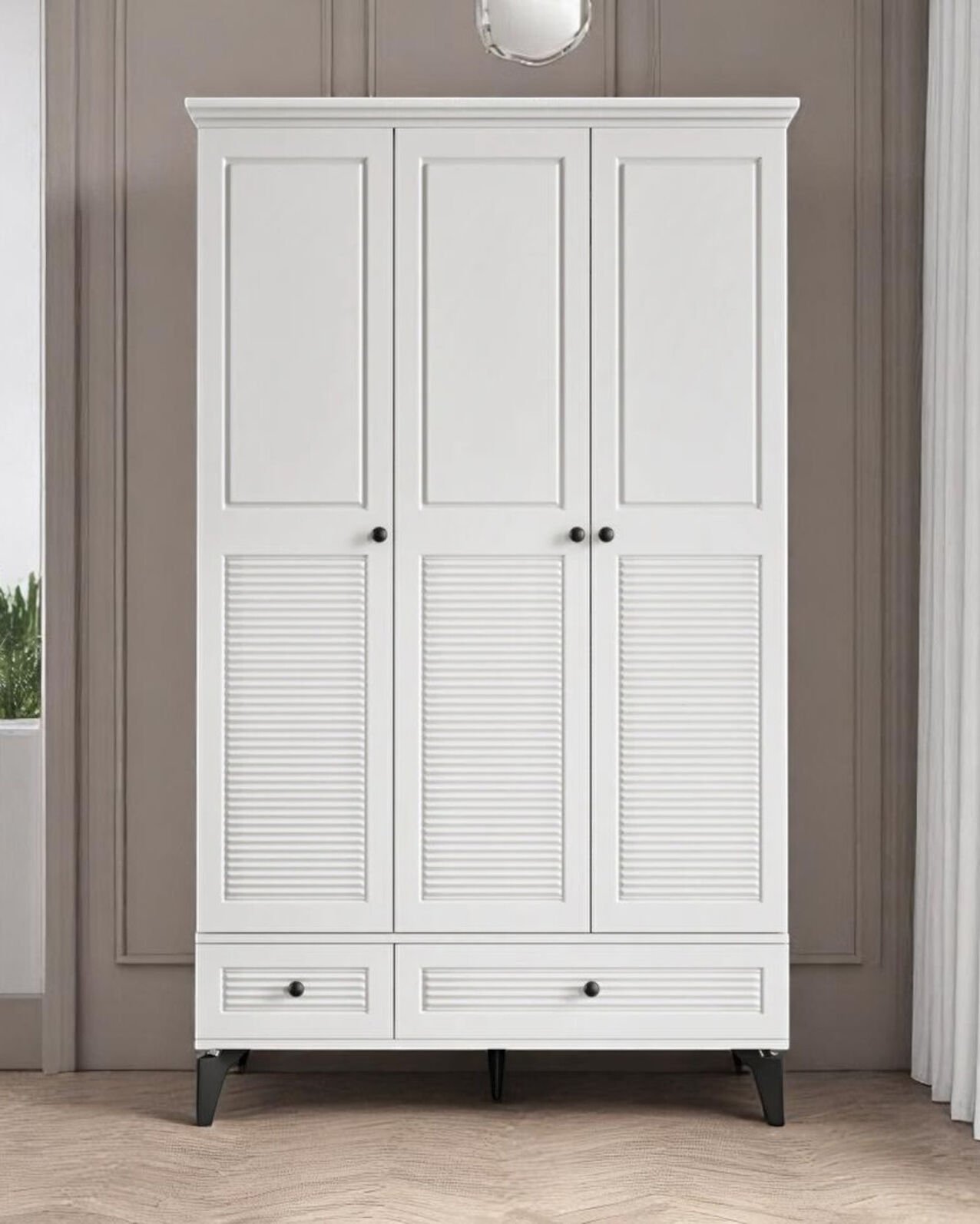 Miracool Panjur Fix 3 Kapılı Dolap / %100 MDF / Beyaz