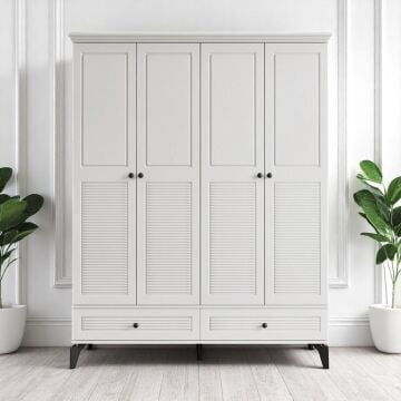 Miracool Panjur Fix 4 Kapılı Dolap / %100 MDF / Beyaz