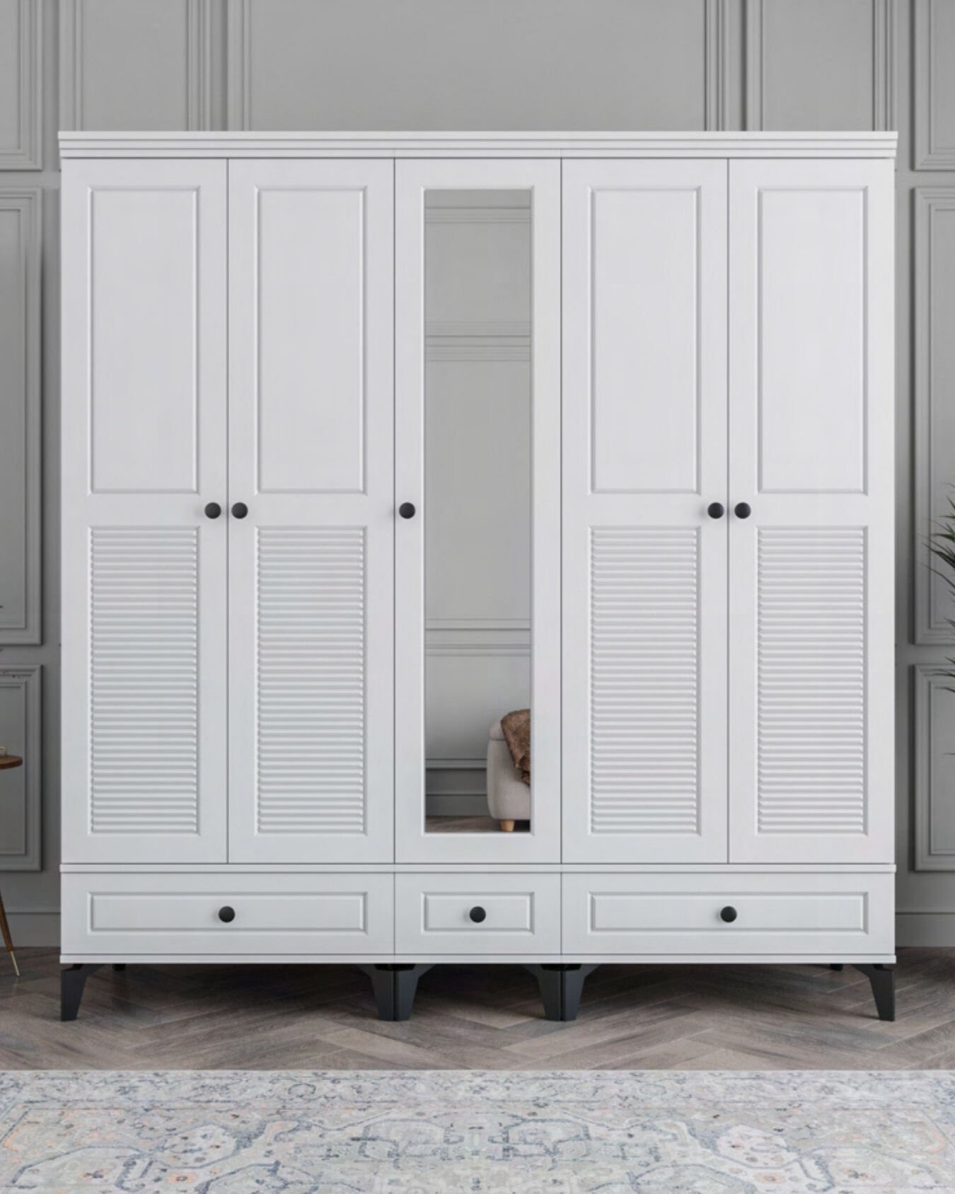 Miracool Panjur Fix 5 Kapılı Dolap / %100 MDF / Beyaz