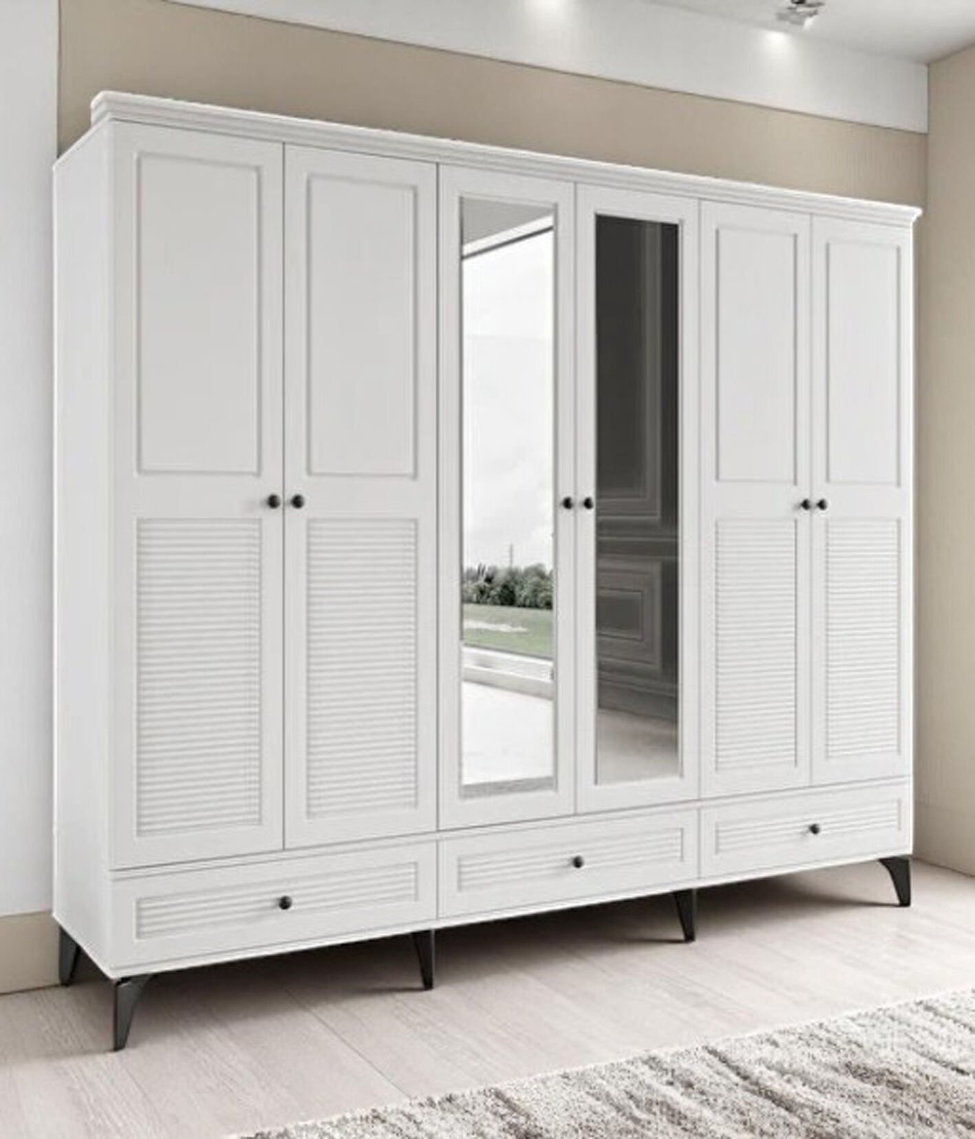 Miracool Panjur Fix 6 Kapılı Dolap / %100 MDF / Beyaz