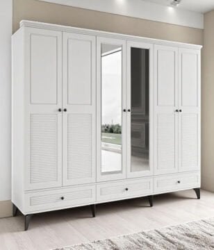 Miracool Panjur Fix 6 Kapılı Dolap / %100 MDF / Beyaz