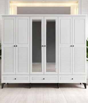 Miracool Panjur Fix 6 Kapılı Dolap / %100 MDF / Beyaz