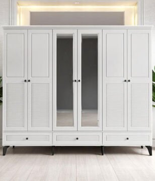 Miracool Panjur Fix 6 Kapılı Dolap / %100 MDF / Beyaz