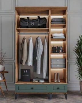 Miracool Panjur Fix 3 Kapılı Dolap / %100 MDF / Çam-Yeşil