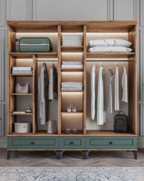 Miracool Panjur Fix 5 Kapılı Dolap / %100 MDF / Çam-Yeşil