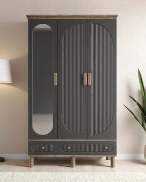 Miracool Milen 3 Kapılı Dolap / %100 MDF / Çam-Antrasit