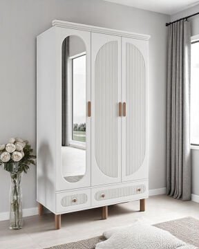 Miracool Milen 3 Kapılı Dolap / %100 MDF / Beyaz