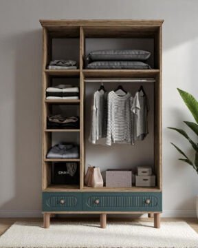 Miracool Milen 3 Kapılı Dolap / %100 MDF / Çam-Yeşil