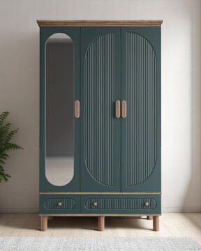 Miracool Milen 3 Kapılı Dolap / %100 MDF / Çam-Yeşil