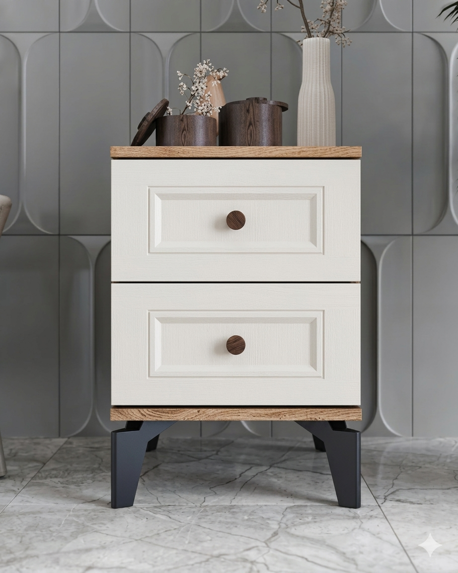Loren 2 Çekmeceli Komodin / Komple MDF / Aytaşı