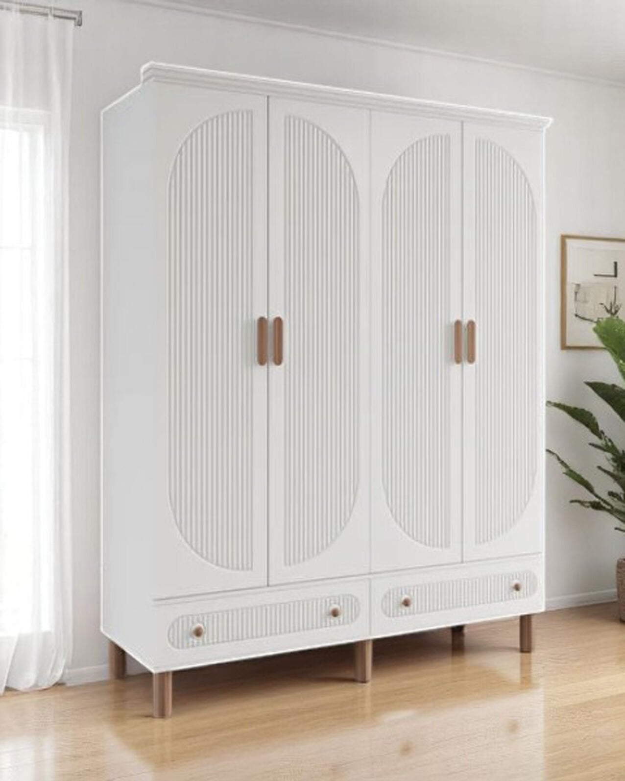 Miracool Milen 4 Kapılı Dolap / %100 MDF / Beyaz