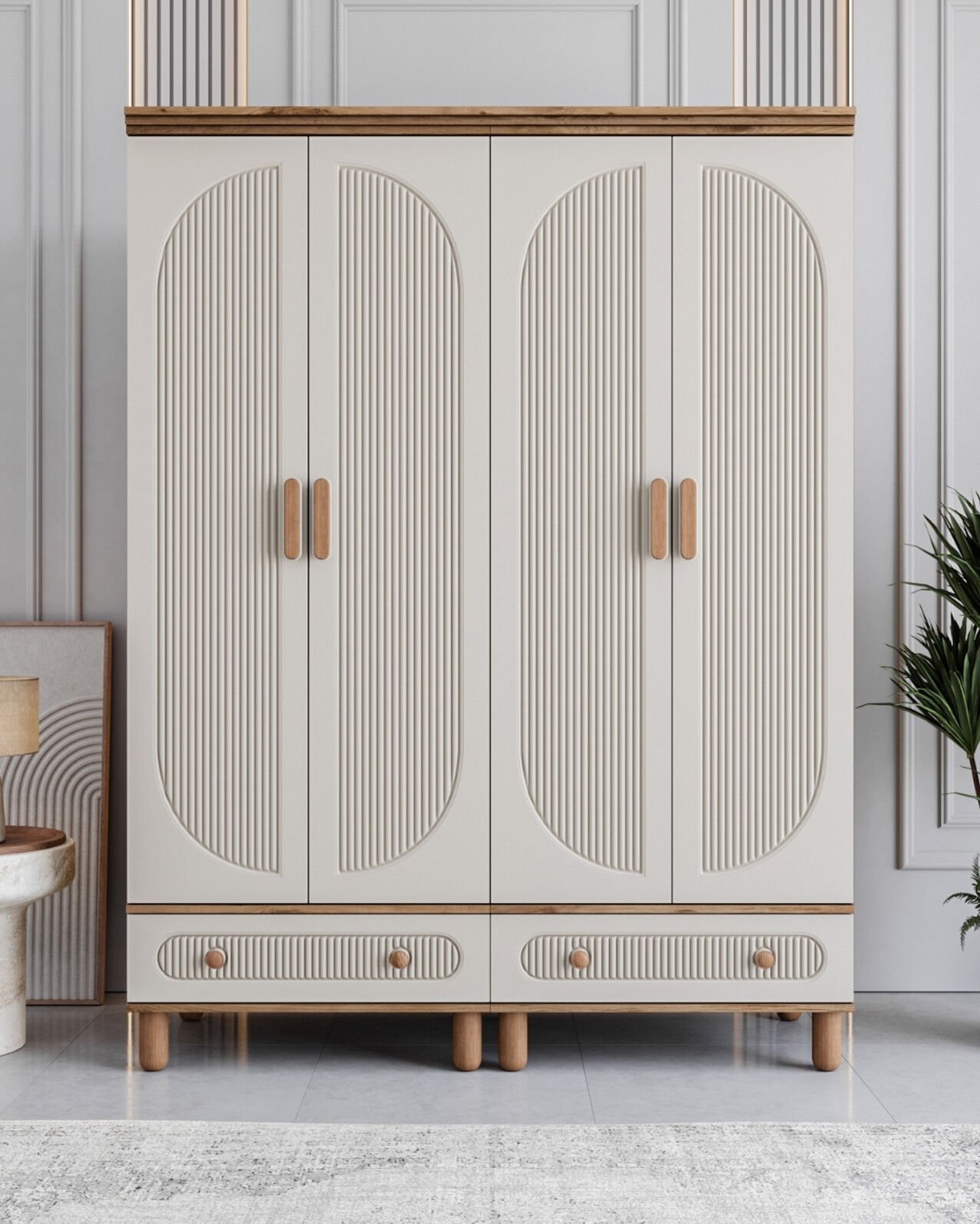 Miracool Milen 4 Kapılı Dolap / %100 MDF / Çam-Aytaşı