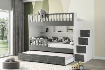 Zümrüt Ranza 3 Yataklı / Beyaz-Gri / %100 MDF