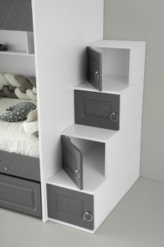 Zümrüt Ranza / 3 Yatak Bölümü / Beyaz-Gri / Komple MDF