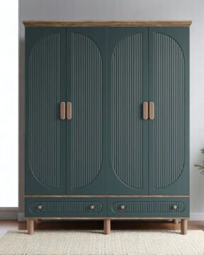 Miracool Milen 4 Kapılı Dolap / %100 MDF / Çam-Yeşil