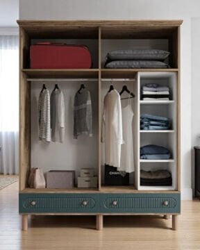 Miracool Milen 4 Kapılı Dolap / %100 MDF / Çam-Yeşil