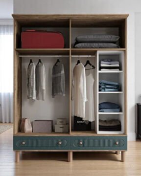 Miracool Milen 4 Kapılı Dolap / %100 MDF / Çam-Yeşil