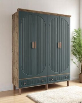 Miracool Milen 4 Kapılı Dolap / %100 MDF / Çam-Yeşil