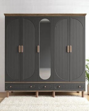 Miracool Milen 5 Kapılı Dolap / %100 MDF / Çam-Antrasit