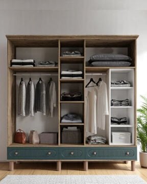 Miracool Milen 5 Kapılı Dolap / %100 MDF / Çam-Haki Yeşil