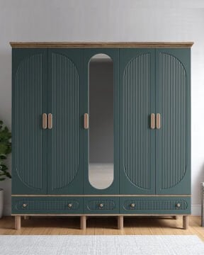 Miracool Milen 5 Kapılı Dolap / %100 MDF / Çam-Haki Yeşil